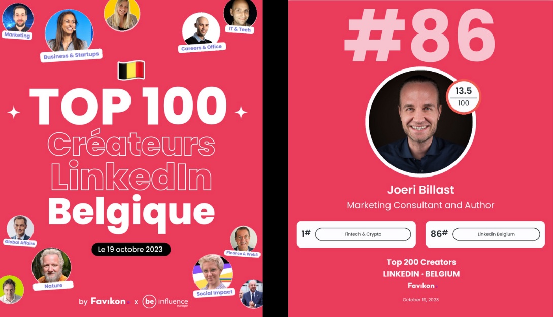  Joeri Billast ranked as the number 1 LinkedIn creator in the Web3 space in Belgium